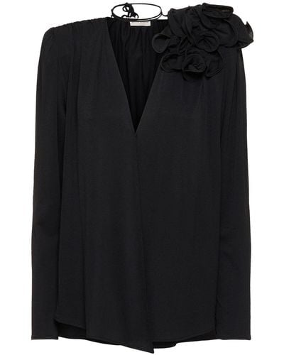 Magda Butrym Jersey Shirt W/ Flowers - Black