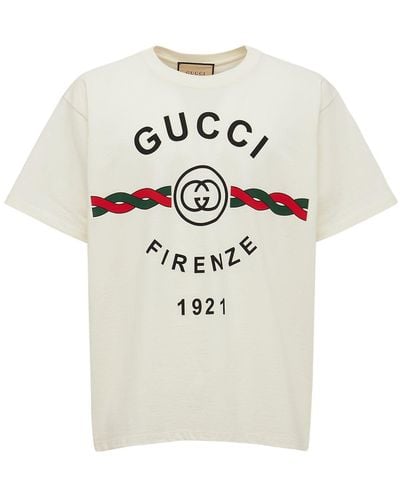 Gucci コットンジャージー " Firenze 1921" Tシャツ, ホワイト, ウェア