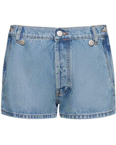 Coperni Open-Hip Cotton Denim Shorts - Blue