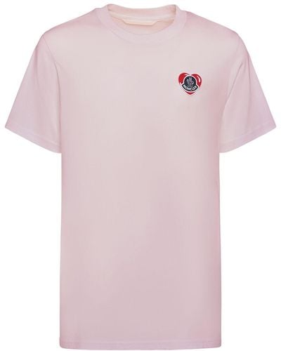 Moncler T-shirt en coton à logo cœur - Rose