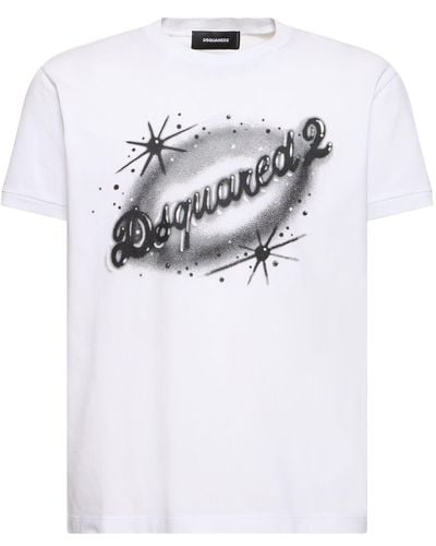 DSquared² T-shirt Aus Baumwolljersey Mit Logodruck - Weiß
