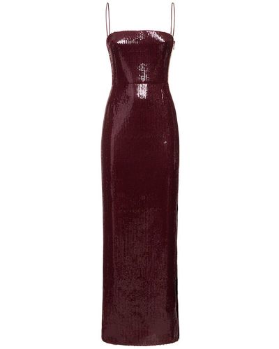 Galvan London Sequined Side Slit Maxi Dress - Purple