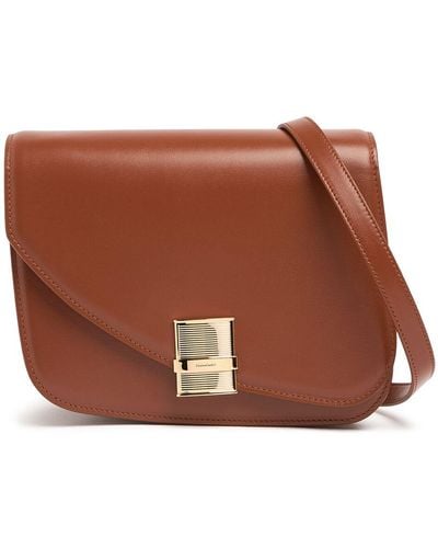 Ferragamo Medium Fiamma Leather Shoulder Bag - Brown