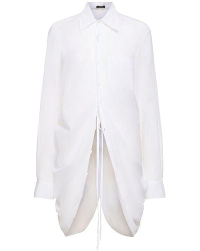Ann Demeulemeester Gabi Long Draped Cotton Voile Shirt - White