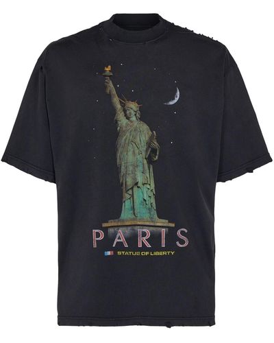 Balenciaga Paris Liberty コットンtシャツ - ブラック