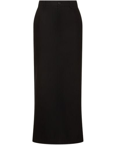 Wardrobe NYC Cotton Drill Maxi Column Skirt - Black
