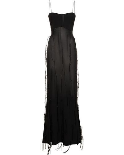 Jacquemus La Robe Fino Embroidered Mesh Long Dress - Black