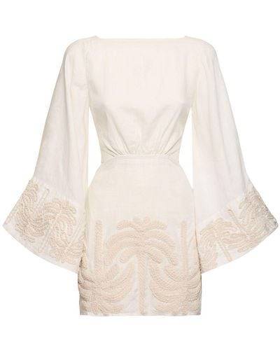 Johanna Ortiz Shared Present L/s Linen Mini Dress - Natural