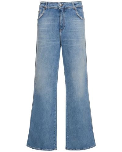 Blumarine Jeans Aus Baumwolldenim Mit Weitem Bein - Blau