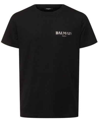 Balmain Silver Vintage Logo T-shirt - Black