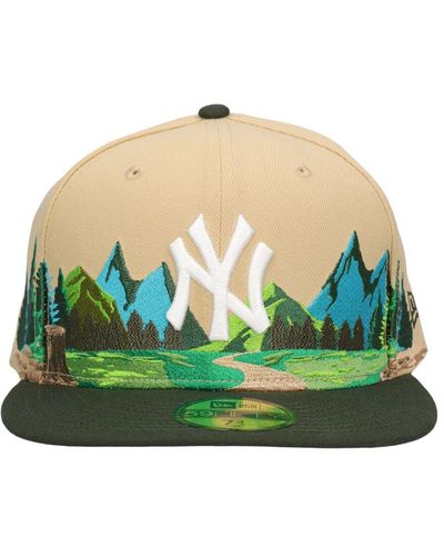 KTZ New York Yankees Team Landscape Light Beige 59fifty Fitted Cap - Green