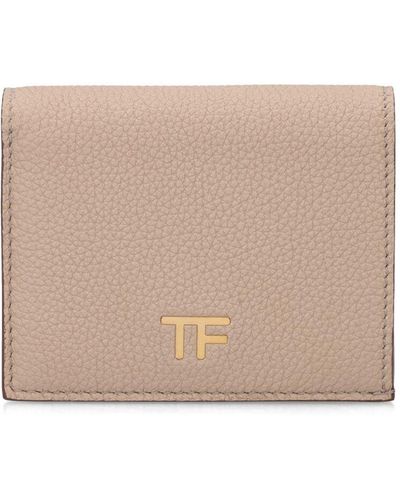 Tom Ford Logo Leather Combat Zip Wallet - Natural