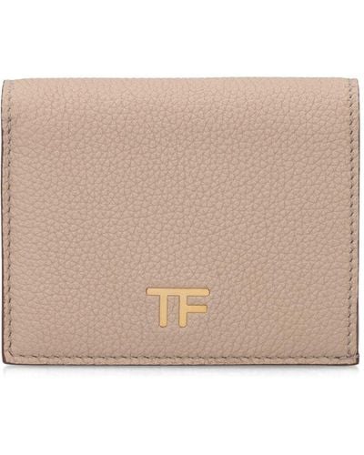 Tom Ford Brieftasche Aus Leder Mit Zipper Und Logo - Natur