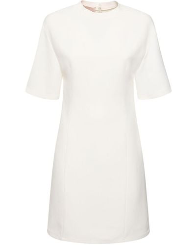 Valentino Short Sleeve Crepe Mini Dress - White