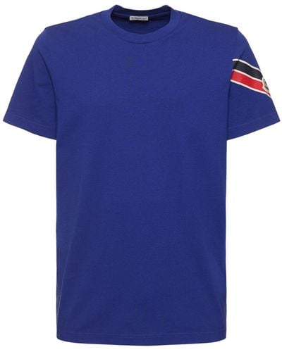 Moncler Tricolor Print Cotton T-shirt - Blue
