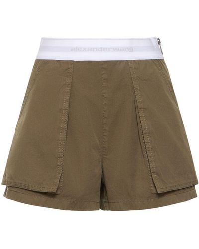 Alexander Wang High Waist Cotton Cargo Shorts - Natural