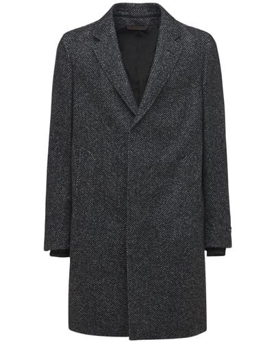 Zegna Wool Blend Hooded Overcoat - Grey