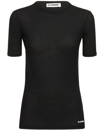 Jil Sander Logo Cotton Jersey T-Shirt - Black
