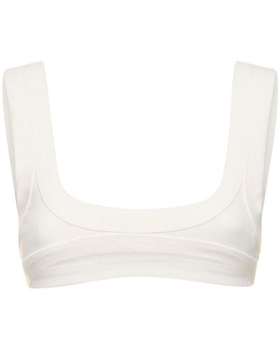 White ribbed jersey triangle bra