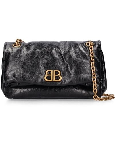 Balenciaga Small Monaco Leather Shoulder Bag - Black
