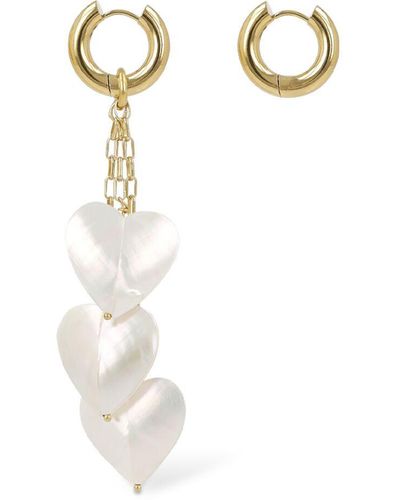 Timeless Pearly Boucles d'oreilles dépareillées anneaux et cœurs - Blanc