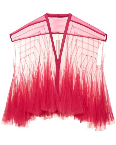 Rick Owens Fließende Bluse Aus Tüll Und Nylon Mit Rüschen - Pink