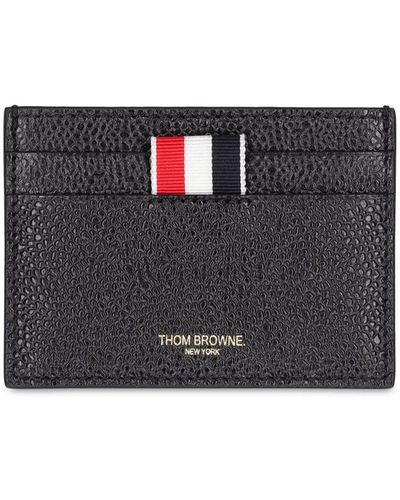 Thom Browne Single Grained Leather Card Holder - Black