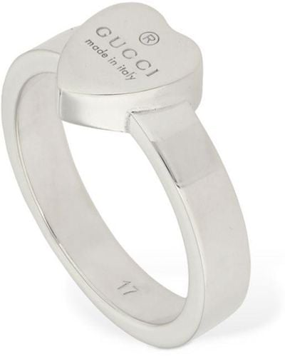 Gucci Engraved Logo Heart-shaped Ring - Metallic