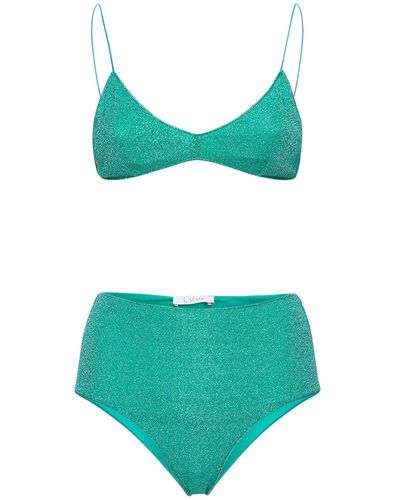 Oséree Lumiere High Rise Lurex Bikini Set - Green