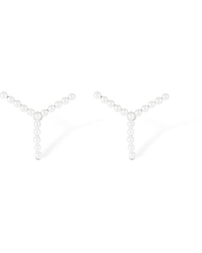 Y. Project Mini Y Faux Pearl Stud Earrings - White