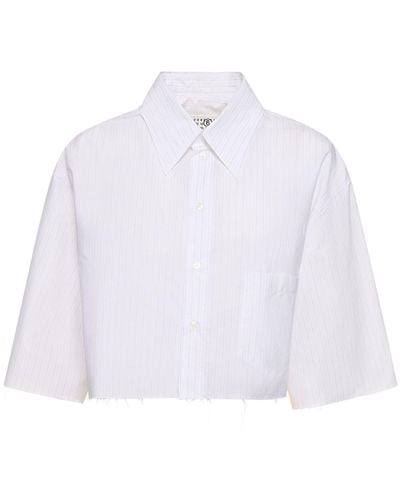 MM6 by Maison Martin Margiela Camisa de popelina de algodón a rayas - Blanco