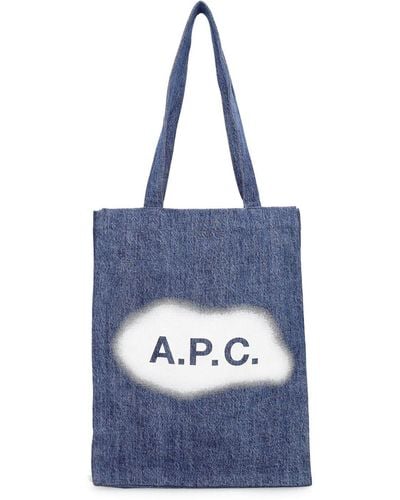 A.P.C. Lou Washed Denim Tote Bag - Blue