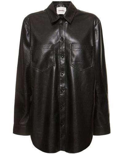 Nanushka Giana Faux Leather Overshirt - Black