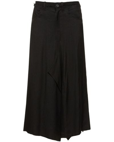 Yohji Yamamoto Falda midi de sarga - Negro