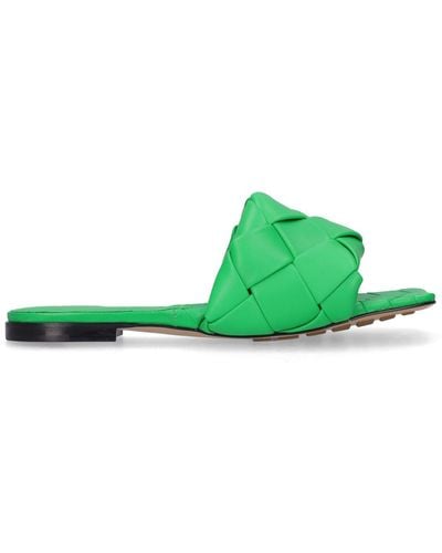 Bottega Veneta Lido Flat Leather Sandals - Green