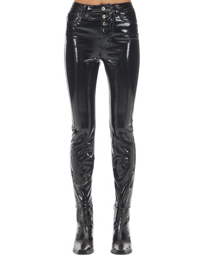 Unravel Project Zipped Vinyl Skinny Leg Trousers - Black