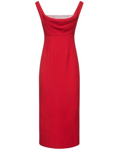 Roland Mouret Off-shoulder Silk & Wool Midi Dress - Red