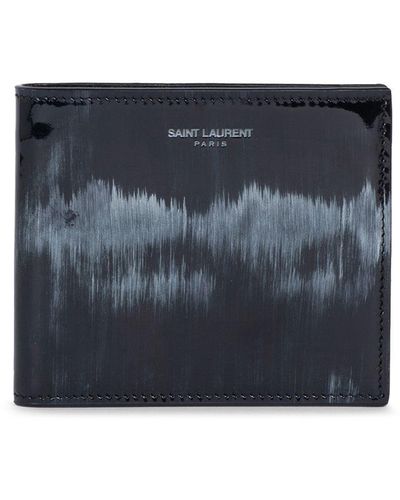Saint Laurent Eastwest Brushed Patent Leather Wallet - Blue