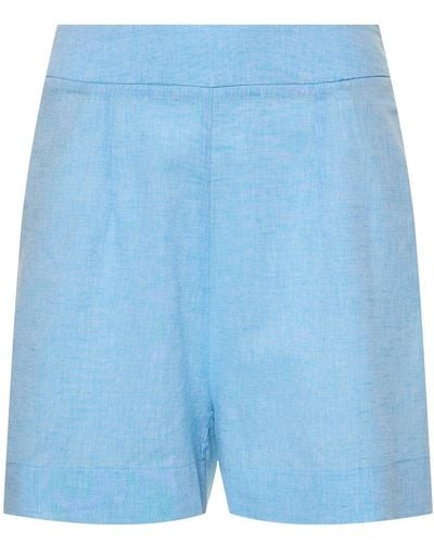 Ermanno Scervino Linen High Rise Shorts - Blue