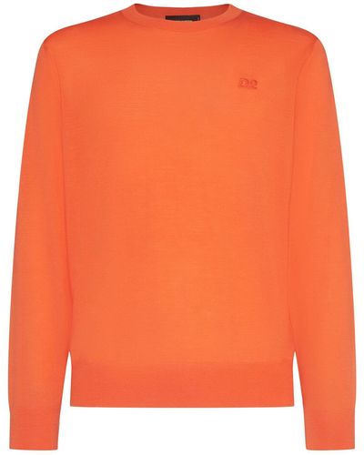 DSquared² Monogram Wool Crewneck Jumper - Orange