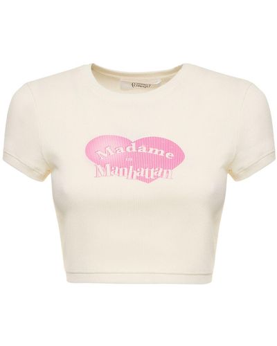 CANNARI CONCEPT Camiseta cropped de algodón con estampado - Rosa