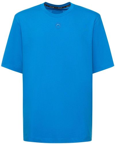 Marine Serre オーガニックコットンジャージーtシャツ - ブルー