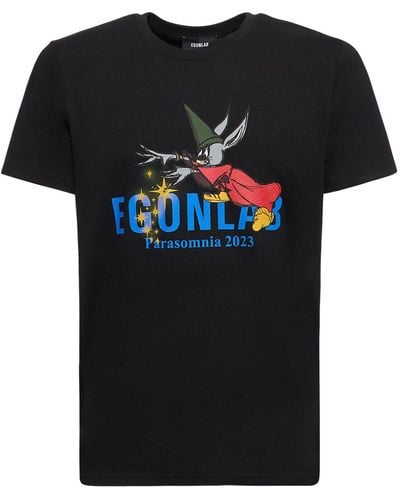 Egonlab T-shirt fantasia in jersey di cotone - Nero