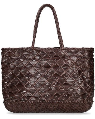 Dragon Diffusion Corso Weave Leather Top Handle Bag - Brown