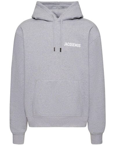 Jacquemus Le Sweatshirt Logo-print Organic Cotton-jersey Hoody - Gray