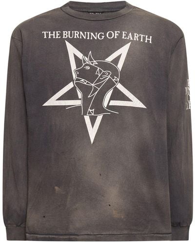 Saint Michael Burn Of Earth Long Sleeve T-shirt - Gray