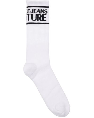Versace Socken Aus Baumwollmesh Mit Logointarsien - Weiß