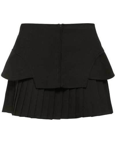 ANDREADAMO Pleated Flannel Mini Skirt - Schwarz