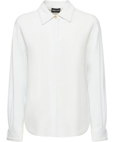 Giorgio Armani Viscose Cady Shirt W/Pointed Collar - White