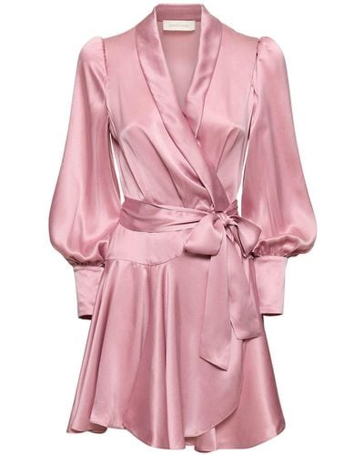 Zimmermann Silk Mini Wrap Dress - Pink